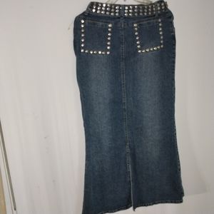 Vintage snap detail long jean skirt